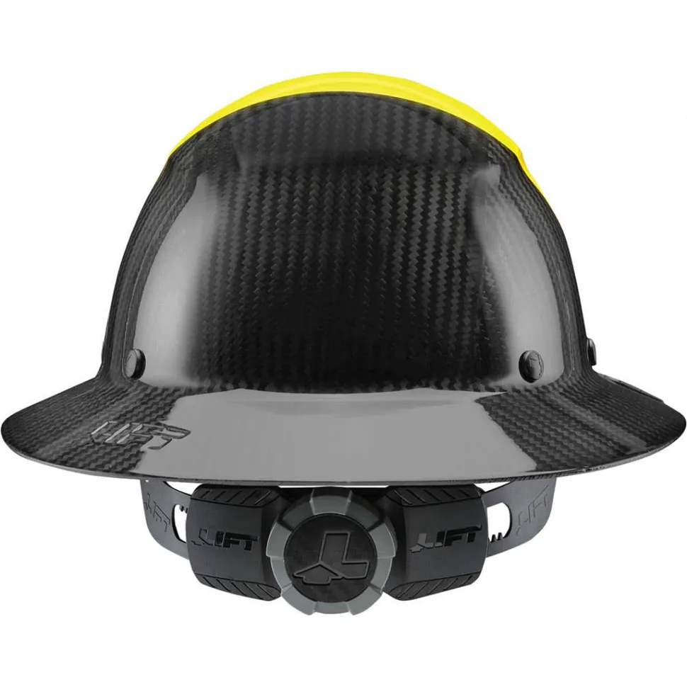 Lift DAX Fifty 50 Carbon Fiber Full Brim Hard Hat (Yellow/Black) HDF50C-19HC