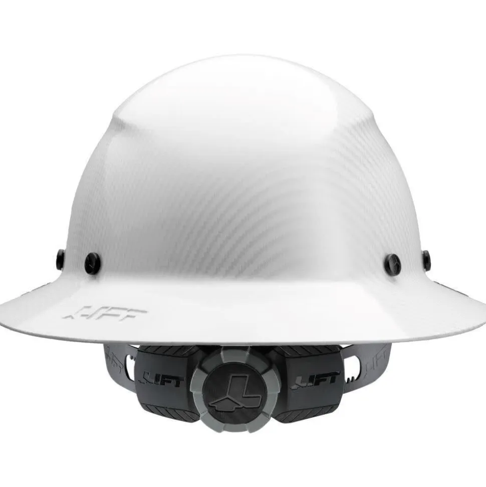 Lift Safety Fiber Resin DAX Carbon Full Brim Hard Hat, White Gloss HDF-24CWG