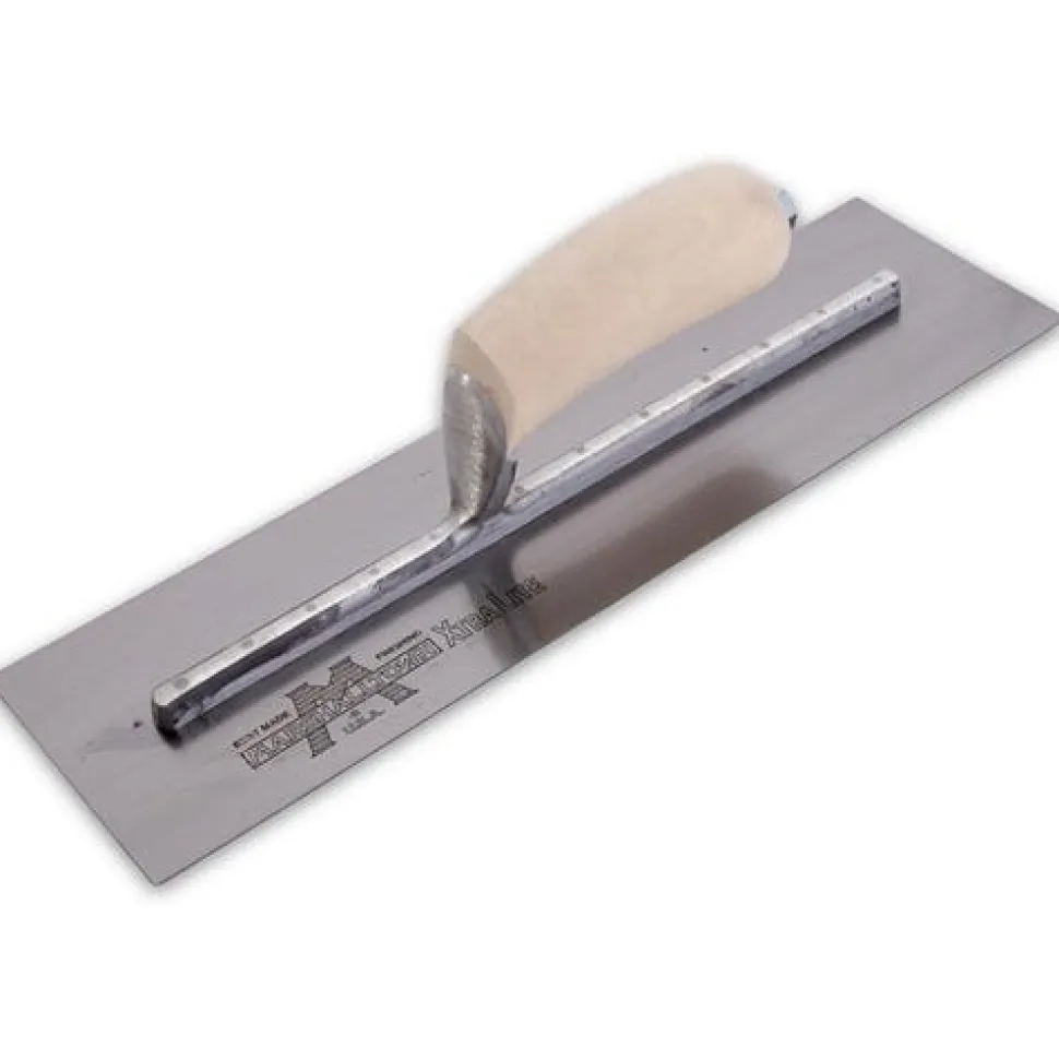 Marshalltown 14" X 4" Finishing Trowel w/ Curved Wood Handle MXS64