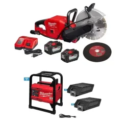 M18 FUEL Brushless Cordless 9" Cut-Off Saw w/ ONE-KEY 12Ah and MX Carry-On Power Supply 3600W / 1800W Bundle