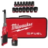 M12 FUEL 3/8" Extended Reach High Speed Ratchet Kit w/ 14 Piece Shockwave Impact Duty 3/8" Drive Socket Set Bundle