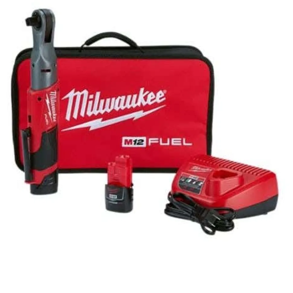 M12 FUEL 1/2" Ratchet (2.0Ah) Kit w/ 2 Piece Shockwave Impact Duty 1/2" Drive Bundle