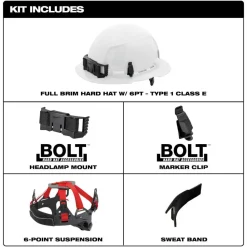 Milwaukee BOLT Hard Hat Unvented, Class E Full Brim 6pt Suspension - Green 48-73-1127