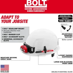 Milwaukee BOLT Hard Hat Unvented, Class E Front Brim 6pt Suspension - Green 48-73-1126
