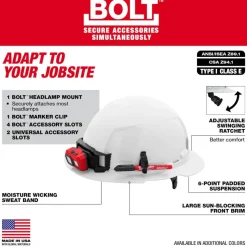 Milwaukee BOLT Hard Hat Unvented, Class E Full Brim 6pt Suspension - Orange 48-73-1133