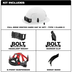 Milwaukee BOLT Hard Hat Vented, Class C Full Brim 6pt Suspension - Blue 48-73-1225