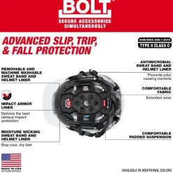 Milwaukee BOLT Type 2, Class C Vented Front Brim Safety Helmet w/ IMPACT ARMOR Liner - Green 48-73-1370
