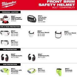 Milwaukee BOLT Type 2, Class C Vented Front Brim Safety Helmet - Orange 48-73-1332