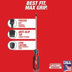 Milwaukee 3/16" Cabinet 6" Cushion Grip Screwdriver (USA) MT212