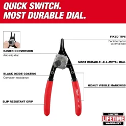 Milwaukee .047" Convertible Snap Ring Pliers - 45 degree 48-22-6534