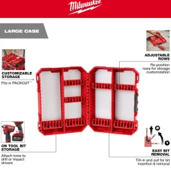 Milwaukee Customizable Large PACKOUT Compatible Case for Impact Driver Accessories 48-32-9922