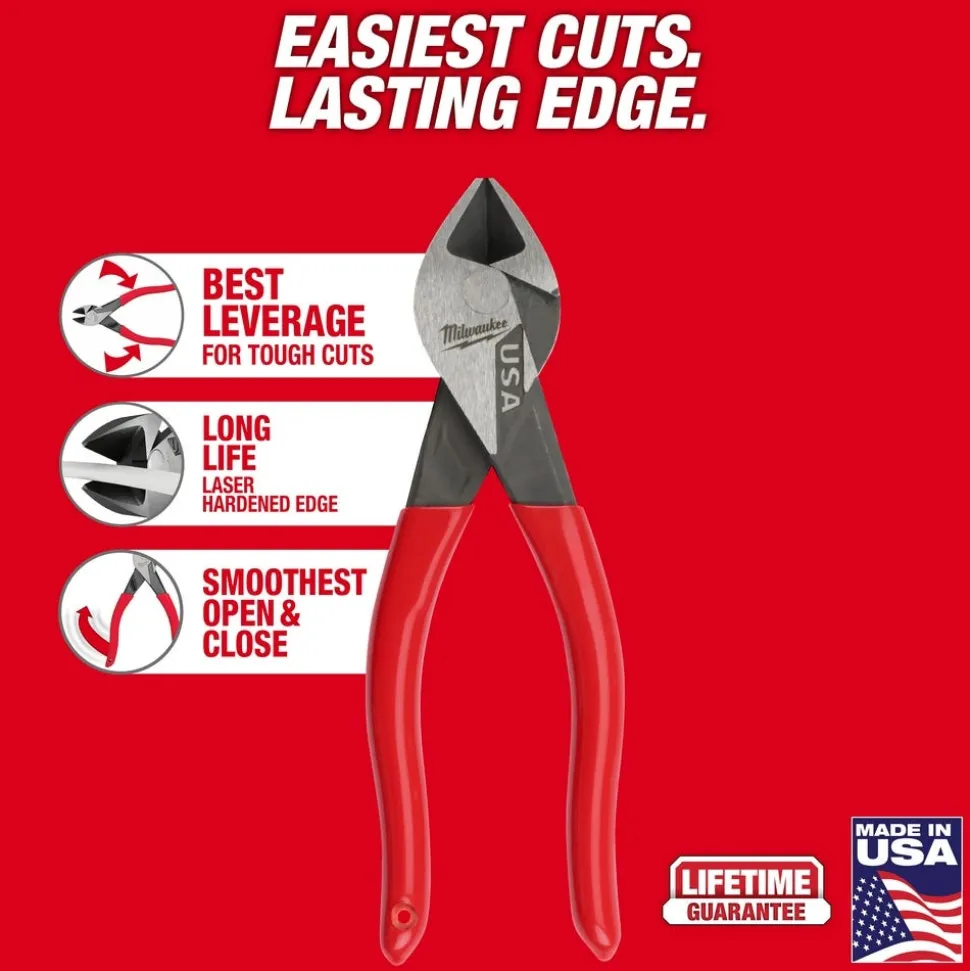 Milwaukee 6" Diagonal Dipped Grip Cutting Pliers (USA) MT506