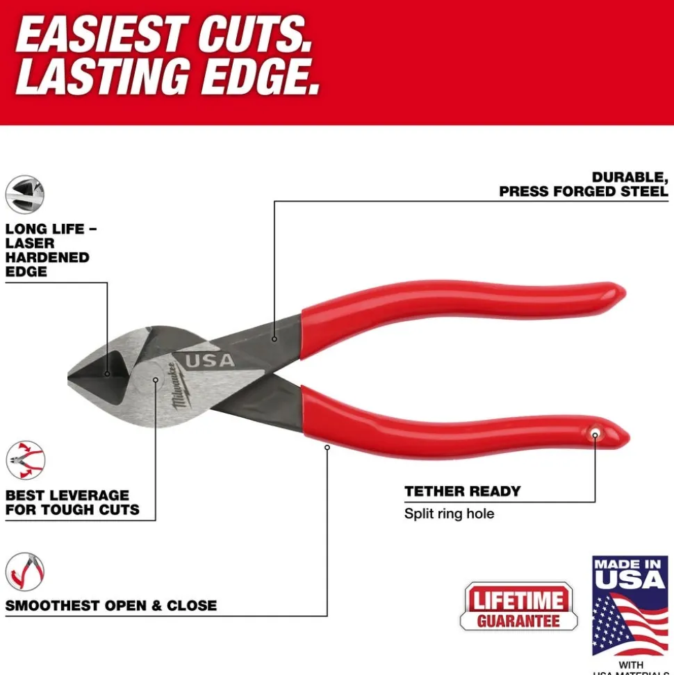 Milwaukee 6" Diagonal Dipped Grip Cutting Pliers (USA) MT506