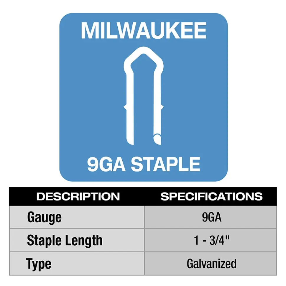 Milwaukee 1.75" 9 Gauge Galvanized Staples (Box of 960) MPU134-960