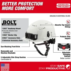 Milwaukee Gray Front Brim Vented Helmet with BOLT - Class C 48-73-1336