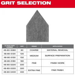 Milwaukee 150 Grit Mesh Sanding Sheet for M12 FUEL Orbital Detail Sander 12pk 48-80-5150