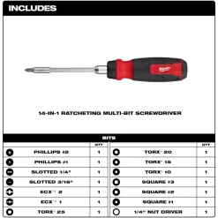 Milwaukee 14-in-1 Ratcheting Multi-Bit Screwdriver 48-22-2903