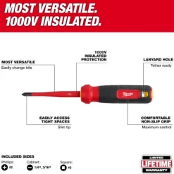 Milwaukee 4-in-1 1000V Insulated Slim Tip Multi-Bit Screwdriver 48-22-2216
