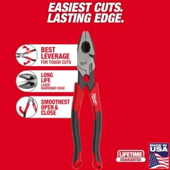 Milwaukee 9" Lineman's Comfort Grip Pliers w/ Thread Cleaner (USA) MT550T