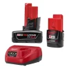 Milwaukee M12 2.0AH System Starter Kit Battery/Charger & XC6.0 Extended Capacity Battery Kit 48-59-2420KIT