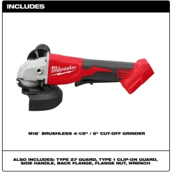 Milwaukee M18 Brushless 5" Cut-Off Angle Grinder Paddle Switch (Bare Tool) 2686-20