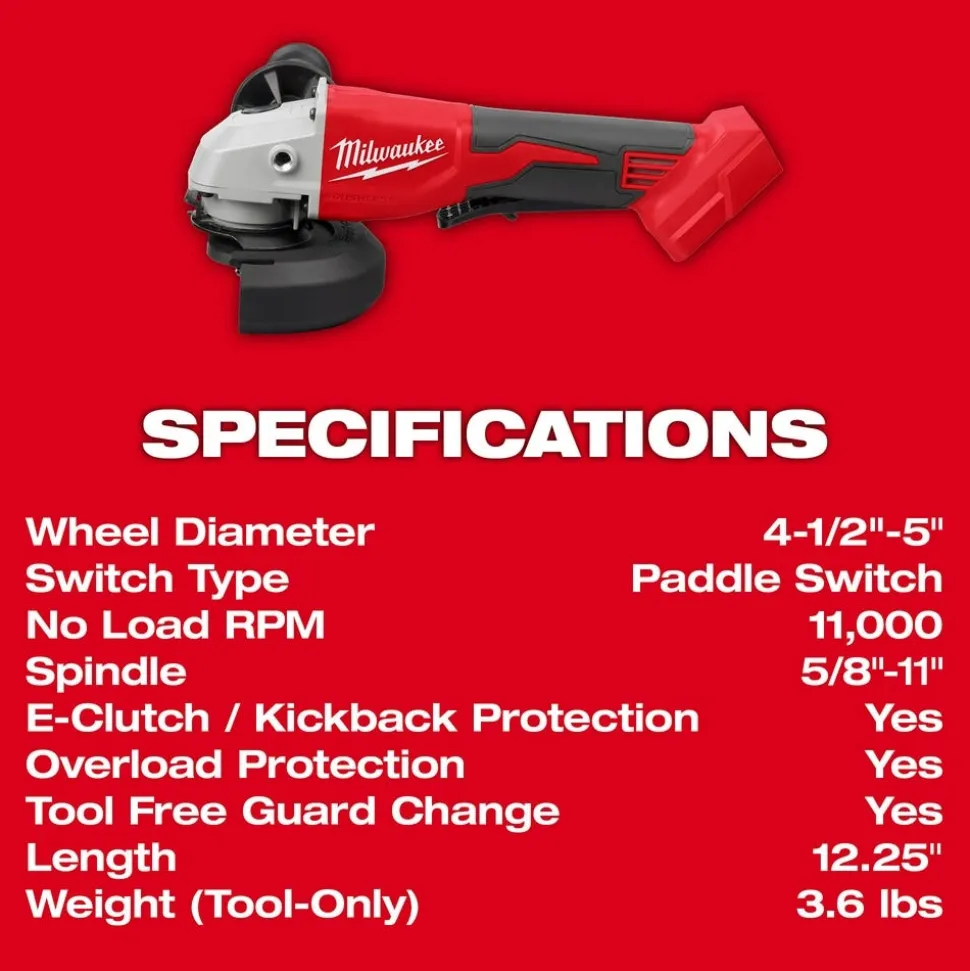 Milwaukee M18 Brushless 5" Cut-Off Angle Grinder Paddle Switch (Bare Tool) 2686-20