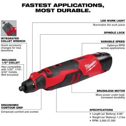 Milwaukee M12 Brushless Rotary Tool Kit 2525-21