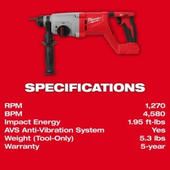 Milwaukee M18 Brushless 1" SDS Plus D-Handle Rotary Hammer 2613-20