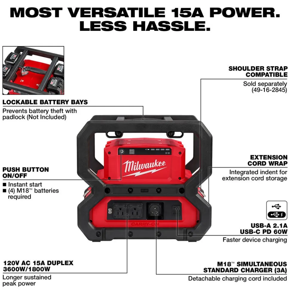 Milwaukee M18 CARRY-ON 3600W/1800W Power Supply 2845-20
