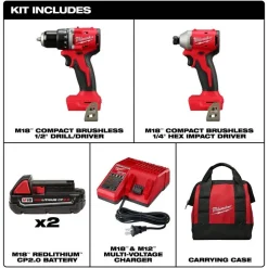 Milwaukee M18 Compact Brushless 2-Tool Combo Kit & M18 Brushless 4-1/2