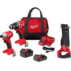 Milwaukee M18 Compact Brushless 2-Tool Combo Kit w/ M18 FUEL SAWZALL Recip Saw