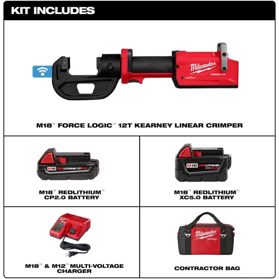 Milwaukee M18 FORCE LOGIC 12T Kearney Linear Crimper 2878K-22