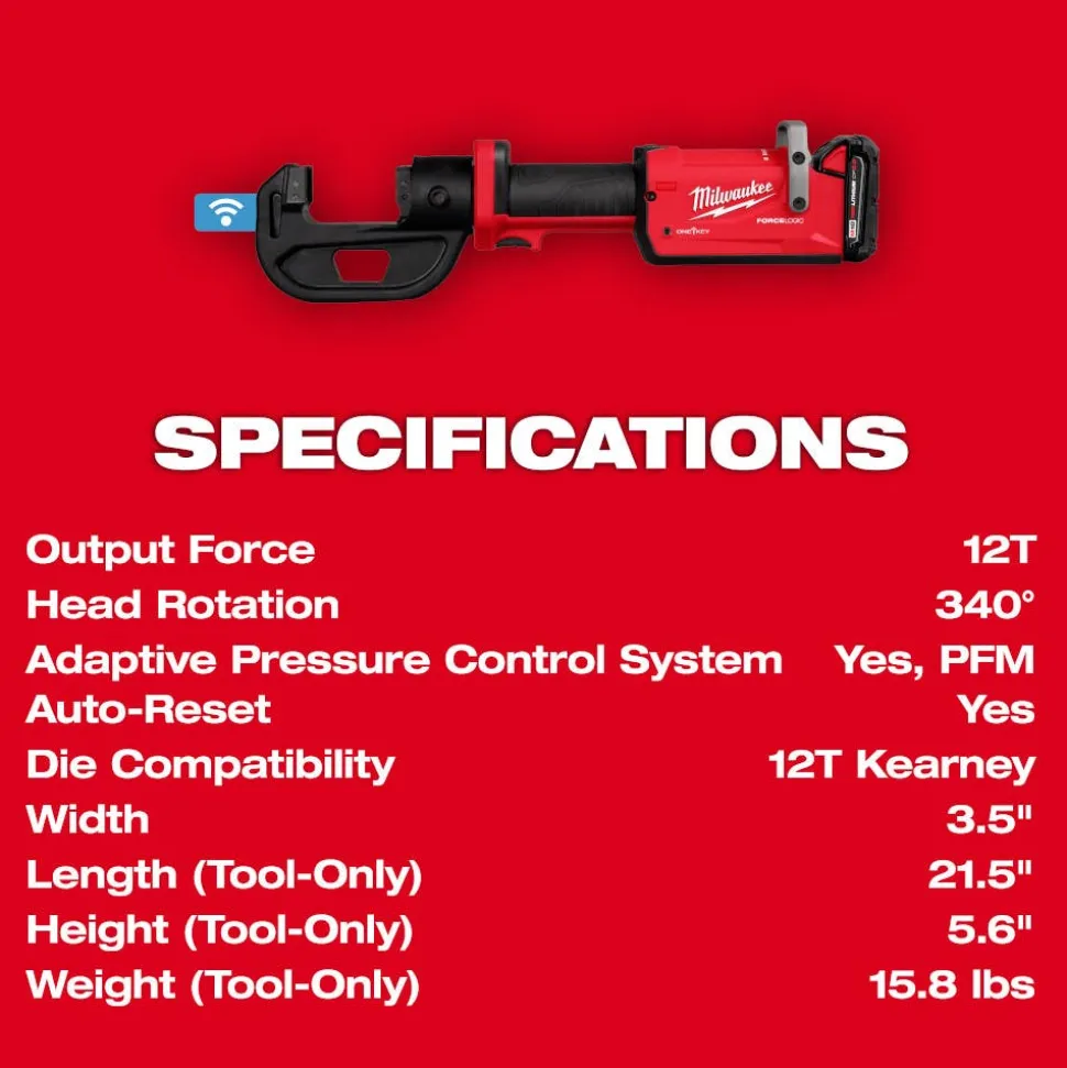 Milwaukee M18 FORCE LOGIC 12T Kearney Linear Crimper 2878K-22