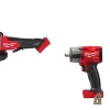 Milwaukee M18 FUEL 5" Braking Grinder Paddle Switch, No-Lock & M18 FUEL 1/2" Mid-Torque Impact Wrench w/ Friction Ring - Tool Only 2880-20 & 2962-20