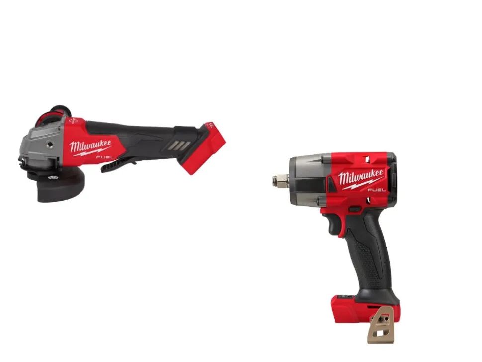 Milwaukee M18 FUEL 5" Braking Grinder Paddle Switch, No-Lock & M18 FUEL 1/2" Mid-Torque Impact Wrench w/ Friction Ring - Tool Only 2880-20 & 2962-20