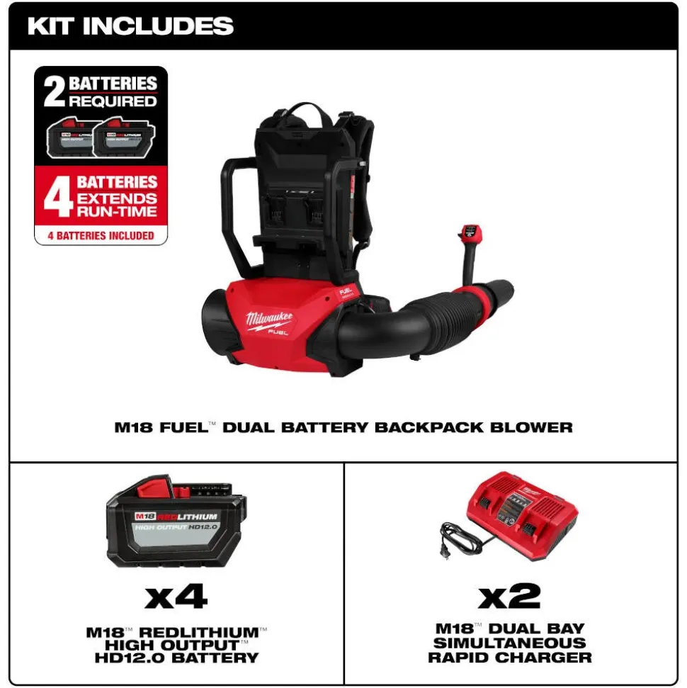 Milwaukee M18 FUEL Dual Battery Backpack Blower Kit 3009-24HD