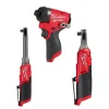 Milwaukee M12 FUEL 3/8" Extended Reach & Standard High Speed Ratchet + 1/4" Hex Impact Driver Bare Tool Bundle