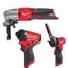 Milwaukee M12 FUEL 16Ga. Variable Speed Nibbler, 1/4" Hex Impact Driver & 3/8" Bandfile Bare Tool Bundle