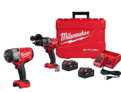 Milwaukee M18 FUEL 1/2" Hammer Drill/Driver Kit & M18 FUEL 1/2" High Torque Impact Wrench w/ Friction Ring 2904-22 & 2967-20