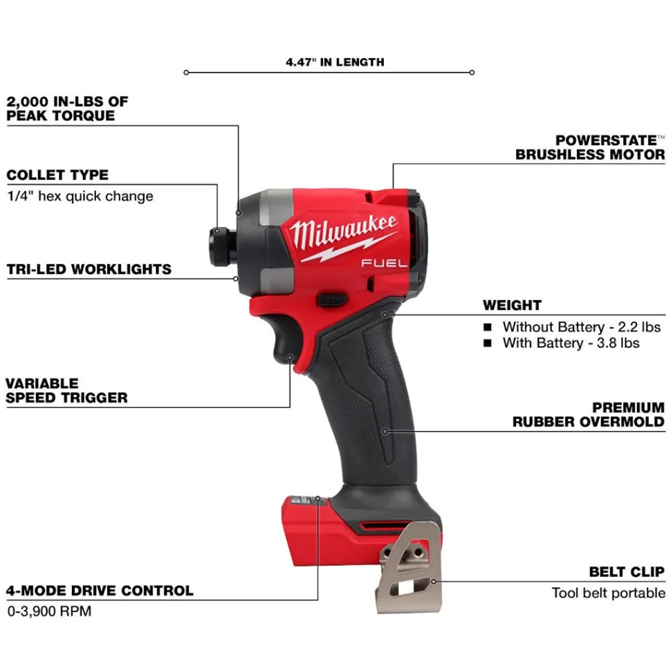 Milwaukee M18 FUEL 1/4" Hex Impact Driver 2953-20 (Bare Tool)