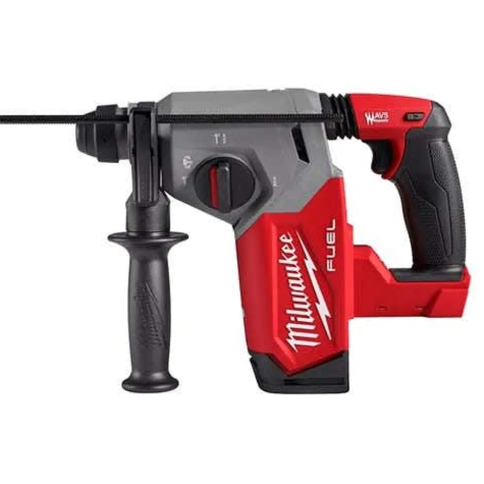 Milwaukee M18 FUEL 1/4" Hex Impact Driver, 5" No-Lock Paddle Switch Angle Grinder, 7-1/4†Circular Saw, 1" SDS Plus Rotary Hammer & PACKOUT Light/Charger Bare Tool Bundle