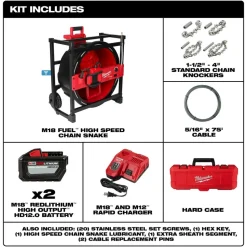 Milwaukee M18 FUEL High Speed Chain Snake Kit for 1-1/2