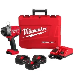 Milwaukee M18 FUEL 1/2" High Torque Impact Wrench Pin Detent Kit + XC5.0 Resistant Battery Bundle KIT-2966-22-48-11-1850R