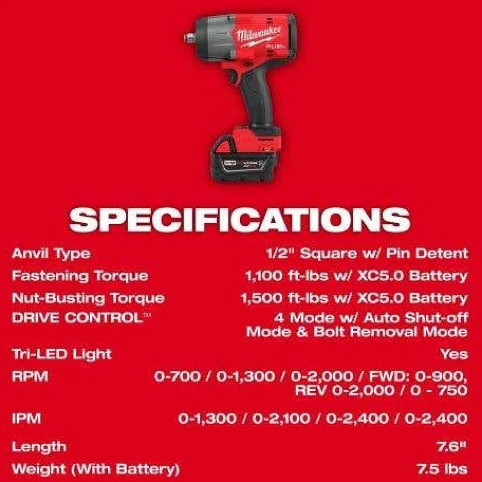 Milwaukee M18 FUEL 1/2" HTIW w/ Friction Ring & Grease Gun Combo Kit 2967-22GG