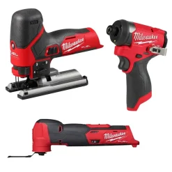 Milwaukee M12 FUEL Jig Saw, Oscillating Multi-Tool & 1/4" Hex Impact Driver Bare Tool Bundle