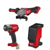Milwaukee M18 FUEL 5" No-Lock Paddle Switch Angle Grinder, 3/8" Mid-Torque Friction Ring Impact Wrench & Bluetooth Speaker Bare Tool Bundle