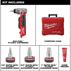 Milwaukee M12 FUEL ProPEX Expander Kit w/ 1/2" - 1" Rapid Seal ProPEX Expander Heads 2532-22