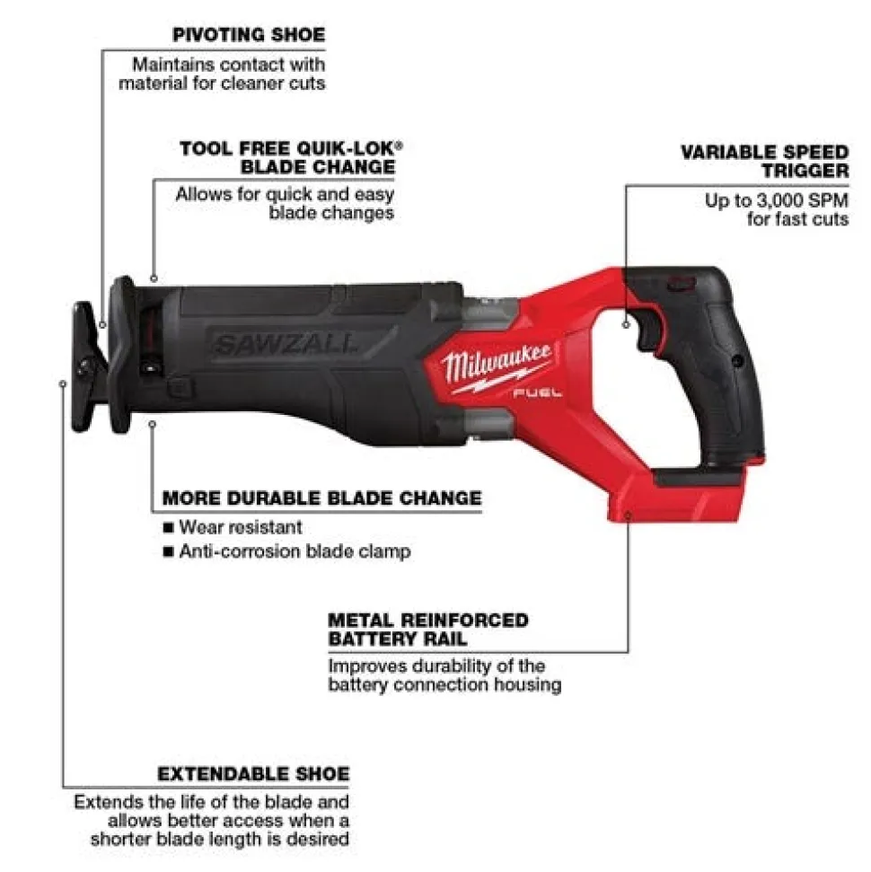 Milwaukee M18 FUEL SAWZALL Recip Saw - 1 Battery XC5.0 Kit 2821-21
