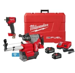 Milwaukee M18 FUEL 1-1/8" SDS Plus Rotary Hammer w/ ONE-KEY & HAMMERVAC Dedicated Dust Extractor Kit & M18 FUEL 1/2" Compact Impact Wrench w/ Friction Ring Bare Tool Kit 2915-22DE & 2855-20