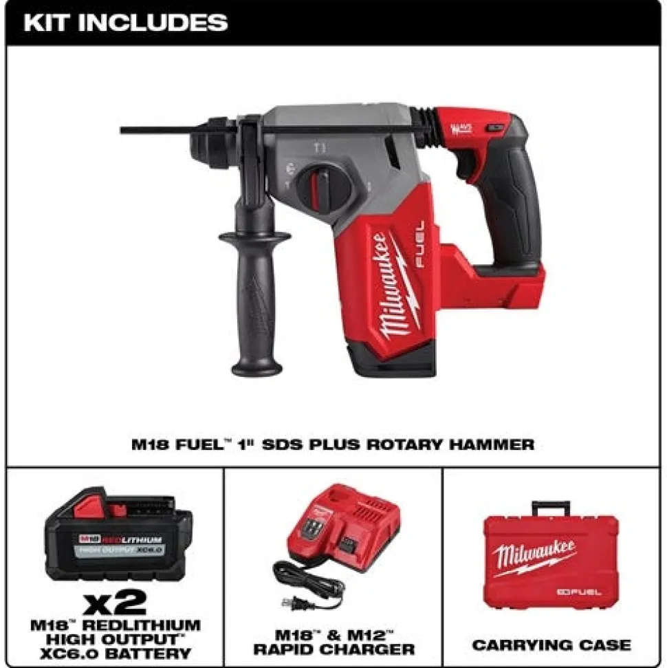 Milwaukee M18 FUEL 1" SDS Plus Rotary Hammer Kit 2912-22